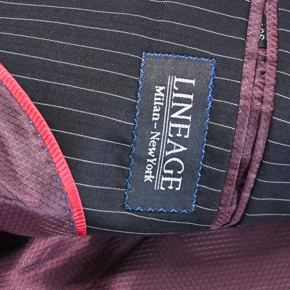 Lineage 42S 33x30 Black Striped Super 140s Mens Jacket‎ Pants Suit - Picture 4 of 12